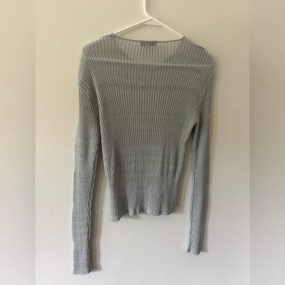 Giorgio Armani Vintage Ribbed Knit Sweater Gray Womens Size 12 Made in Italy